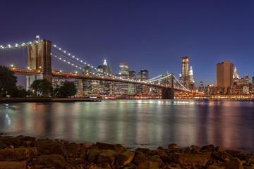 Fototapeta na wymiar The Brooklyn Bridge and Lower Manhattan Twilight - NYC