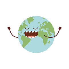 planet earth kawaii isolated icon