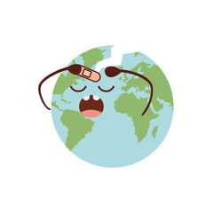 planet earth kawaii isolated icon
