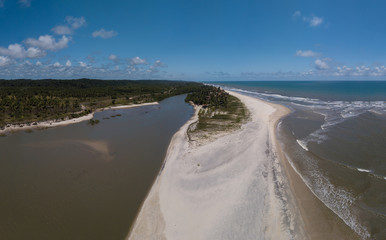 Aerial view of Desire Island - Tropical Island in Bahia Brazil
