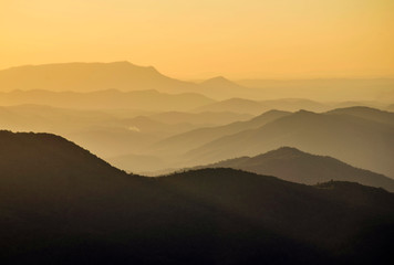 Sunset colorful  layers on Max Patch Mountain.