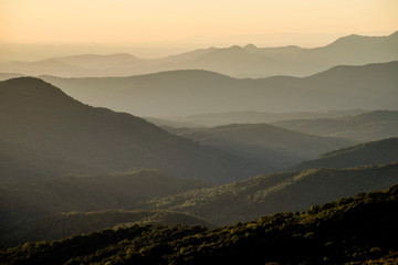 Sunset colorful  layers on Max Patch Mountain.