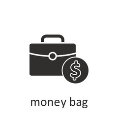 Money bag, icon, black. Element mobile concept and web apps illustration. Thin line icon for website design and development, app development. Vector icon