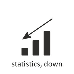 Statistics, down, icon, black. Element mobile concept and web apps illustration. Thin line icon for website design and development, app development. Vector icon