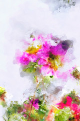 Digital watercolor painting of pink flowers