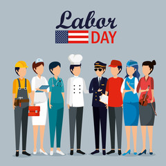 labor day celebration with professional workers