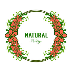 Vector illustration orange flower frame with card natural vintage