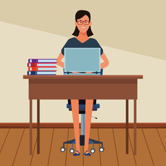 woman in a office desk