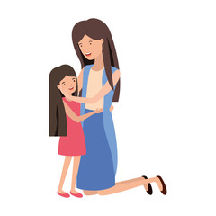 woman with daughter avatar character