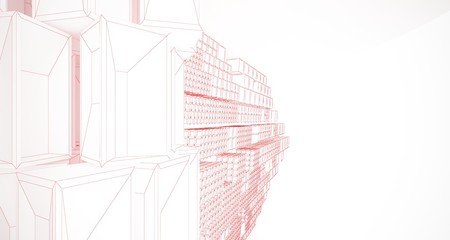 Abstract drawing white interior  with window. 3D illustration and rendering.