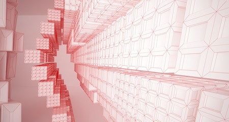 Abstract drawing white interior  with window. 3D illustration and rendering.