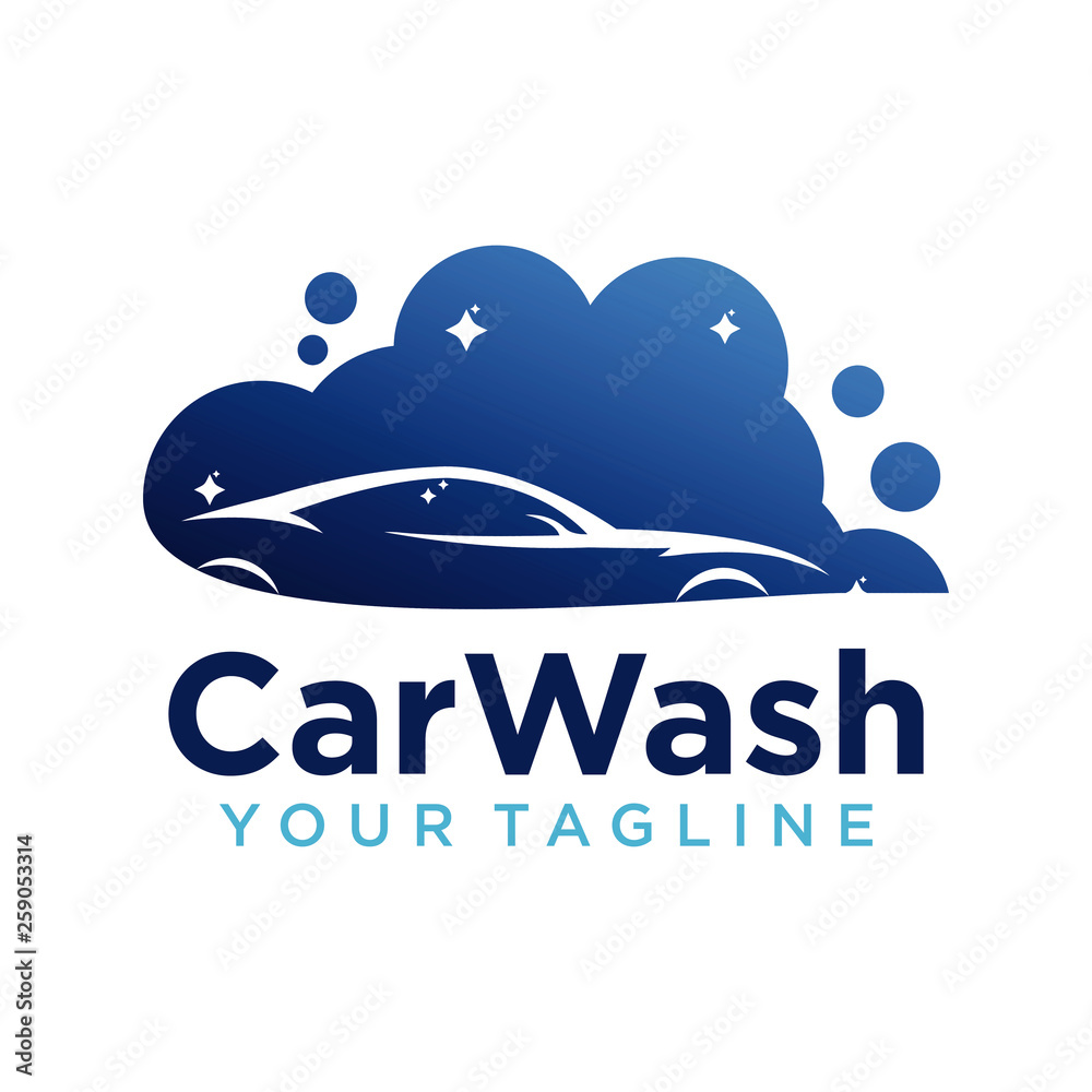 Wall mural car wash logo company design template