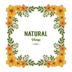 Vector illustration beauty of orange flower frame for natural vintage shape