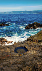 Small Pool in the Rocks with the Ocean