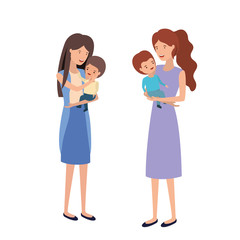 women with children avatar character