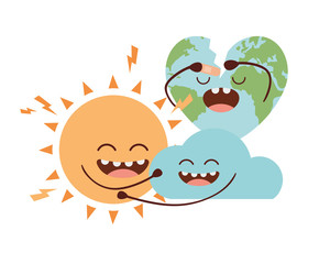 planet earth kawaii isolated icon