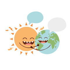 planet earth kawaii isolated icon