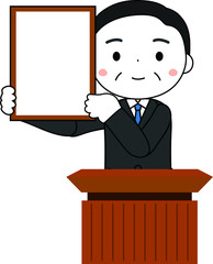 Cute politician who has announced the Japanese era with Blank paper 