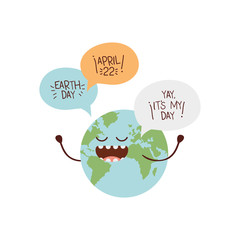 planet earth kawaii isolated icon