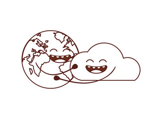 planet earth kawaii isolated icon