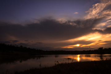 sunset over the lake