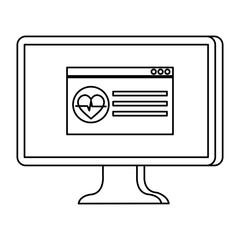 desktop with heart cardio telemedicine