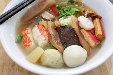 seafood yentafo noodle of asia food tasty
