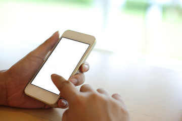 white empty blank touch screen on mobile phone