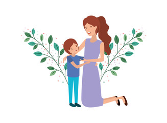 woman with son avatar character