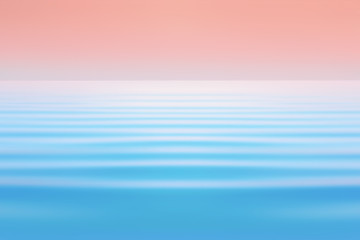 Abstract Blue With Pink-orange Seascape Background In Watercolor Tones