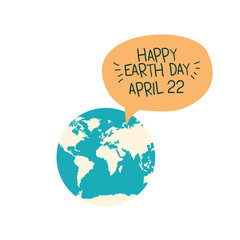 happy earth day label icon