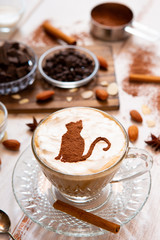 cat mark decorated on cup of hot chocolate