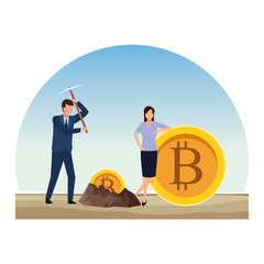 business couple with cryptocurrency