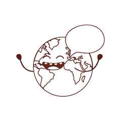 planet earth kawaii isolated icon