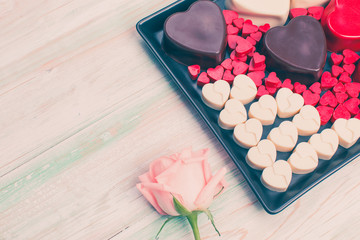 valentine love heart gift box chocolate rose wood