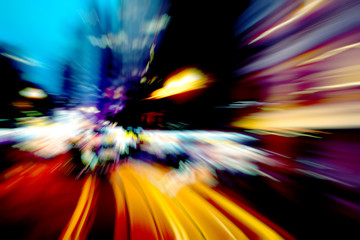 Abstract image of night traffic light trails in the city