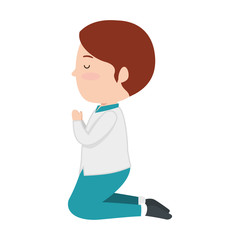 little boy kneeling first communion