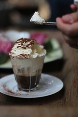 dessert with ice cream and chocolate