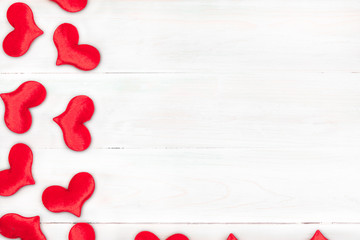 Valentine love heart card gift on wooden