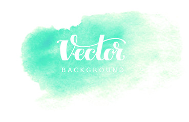 Abstract vector watercolor background. Green spot on white