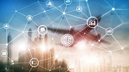ICT - information and telecommunication technology and IOT - internet of things concepts. Diagrams...
