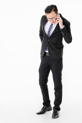 Young man on isolated white background