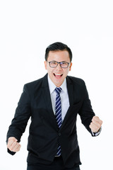 Young man on isolated white background