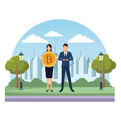 Business people with bitcoins