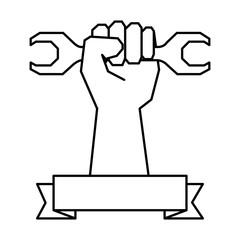 hand with wrench key tool icon