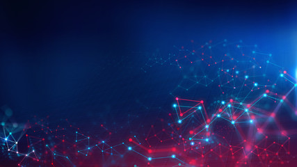 Geometric landscape and Futuristic digital blockchain fintech technology.