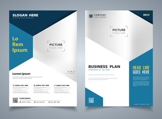 Modern blue brochure of hexagon template design background. illustration vector eps10