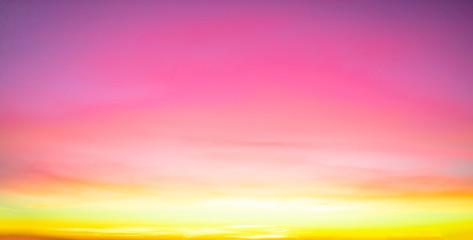 Pink sunset sky background. Beautiful Panorama of bright sky