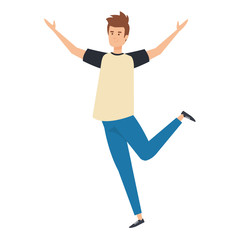 young man celebrating character