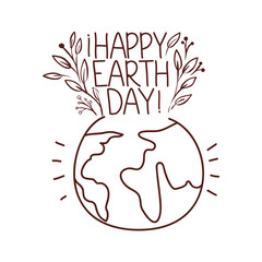 happy earth day label icon